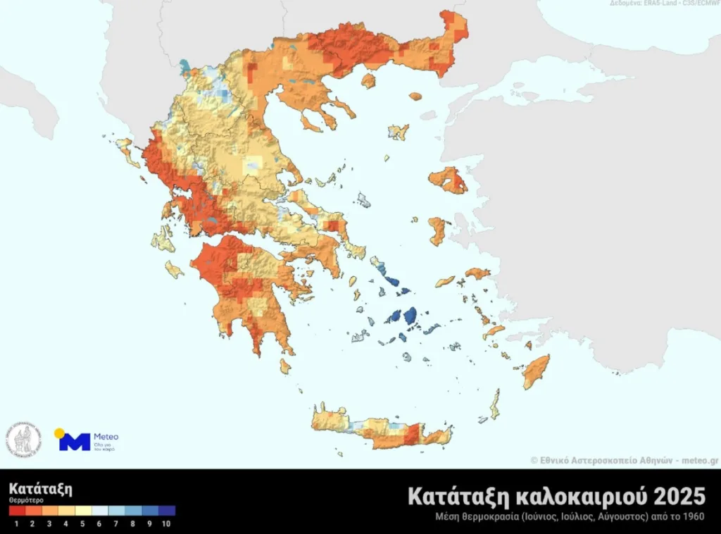 Το φετινό καλοκαίρι ήταν το τρίτο θερμότερο στην Ελλάδα τα τελευταία 65 χρόνια!