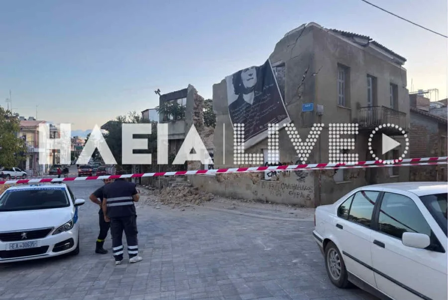 Χαμός στον Πύργο, ετοιμόρροπο κτίριο κατέρρευσε πάνω σε αυτοκίνητα! ΦΩΤΟ
