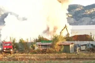 Σέρρες: Μεγάλη φωτιά σε εργοστάσιο ανακύκλωσης