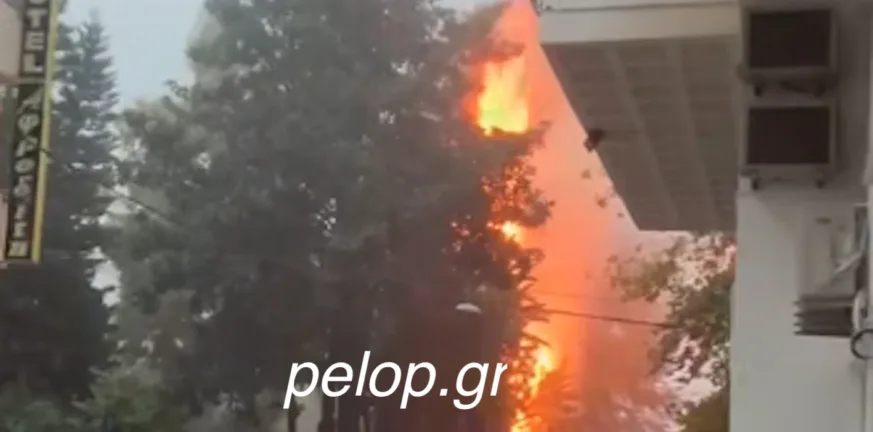 Ναύπακτος: Φωτιά στο Γρίμποβο από κεραυνό! ΒΙΝΤΕΟ