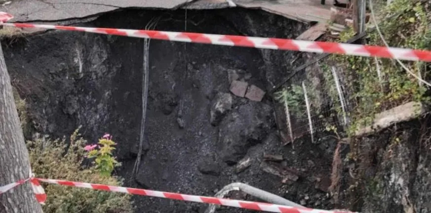 Κρατήρας ανάμεσα σε σπίτια στις Φυτείες ΦΩΤΟ