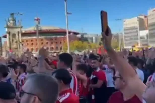 Ολυμπιακός: Η Βαρκελώνη έγινε «κόκκινη» από τους οπαδούς των ερυθρολεύκων ΒΙΝΤΕΟ