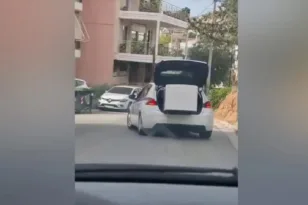 Περιπολικό με… ψυγείο στο πορτμπαγκάζ: Το ΒΙΝΤΕΟ από το Καματερό που έγινε viral
