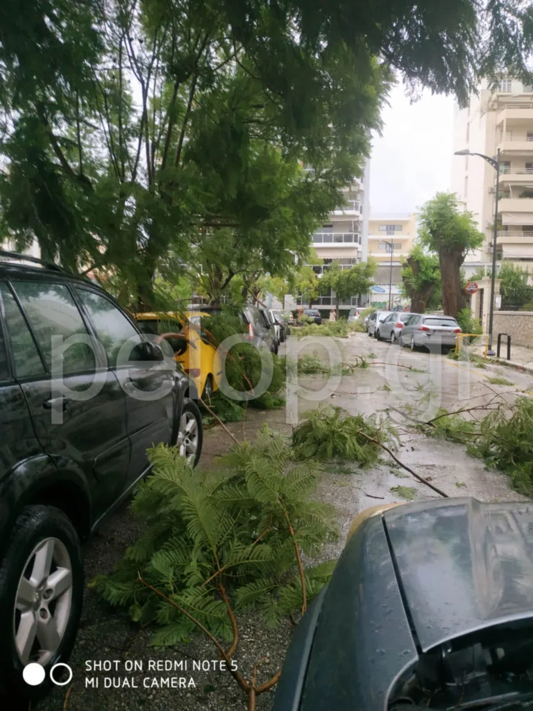 Ισχυρή ανεμοθύελλα στο κέντρο της Πάτρας: Έσπασαν τζαμαρίες και κλαριά δέντρων ΦΩΤΟ