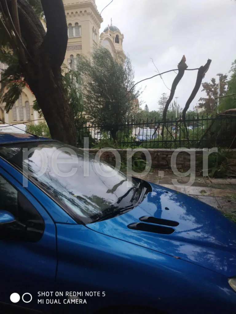 Ισχυρή ανεμοθύελλα στο κέντρο της Πάτρας: Έσπασαν τζαμαρίες και κλαριά δέντρων ΦΩΤΟ