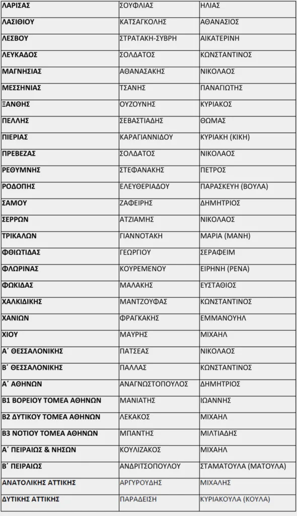 Εκλογές στη Νέα Δημοκρατία: Ποιοι είναι οι 59 νέοι πρόεδροι των Διοικουσών Επιτροπών