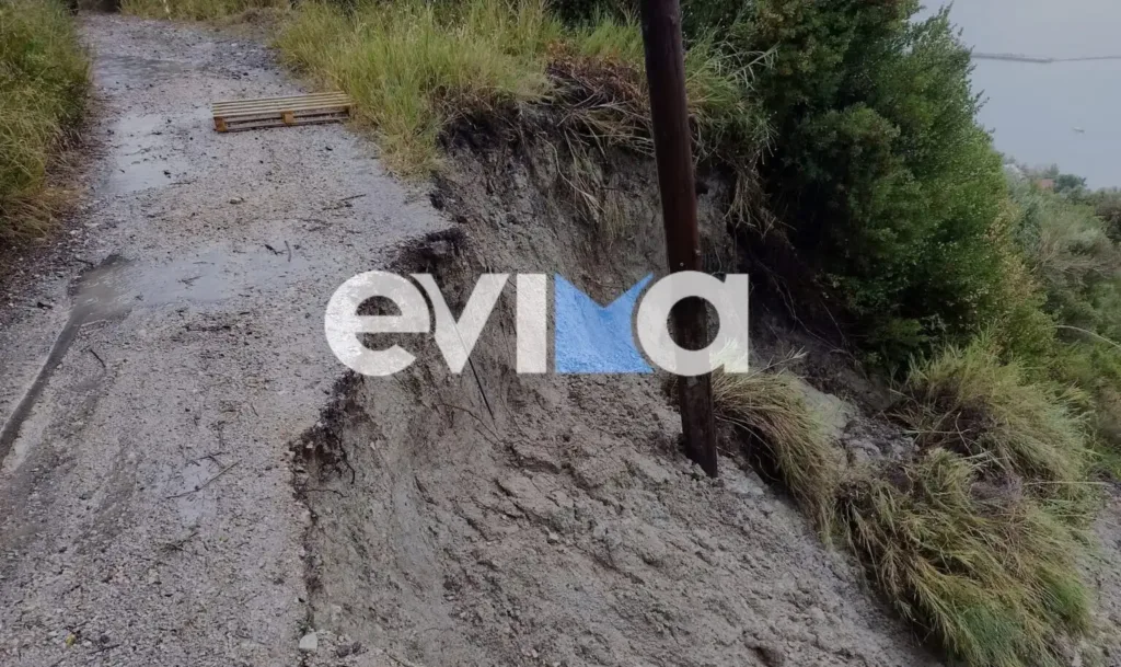 Σφοδρές βροχοπτώσεις στην Εύβοια: Κατολισθήσεις και καθιζήσεις σε Κύμη και Λιθάρι ΒΙΝΤΕΟ