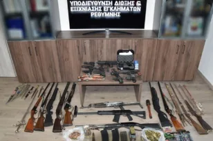 Πέντε συλλήψεις για κρυφό οπλοστάσιο σε σπίτια στην Κρήτη ΦΩΤΟ