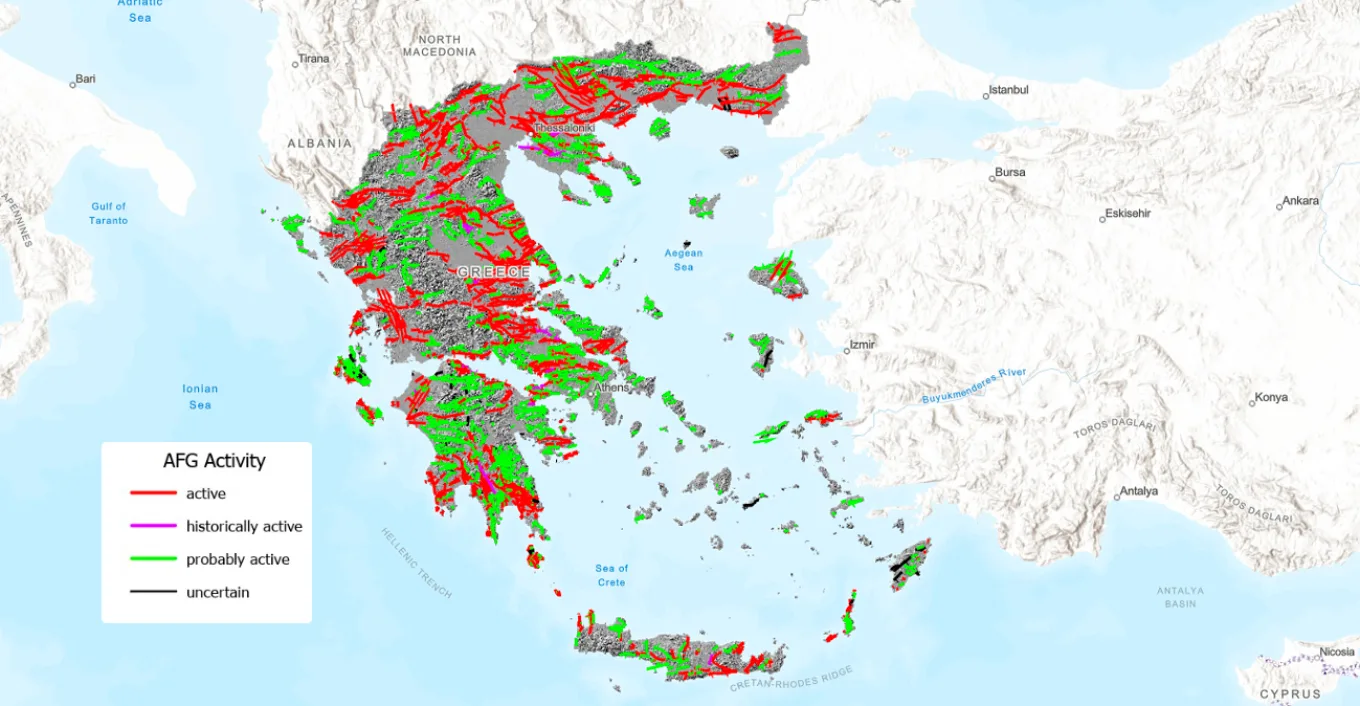 Αυτός είναι ο σεισμικός χάρτης με όλα τα ρήγματα στην Ελλάδα με 3.600 ενεργά και πιθανώς ενεργά