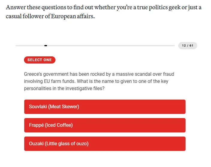 Το σκάνδαλο ΟΠΕΚΕΠΕ στο κουίζ του Politico: Η ερώτηση για την Ελλάδα και η απάντηση «Φραπές»