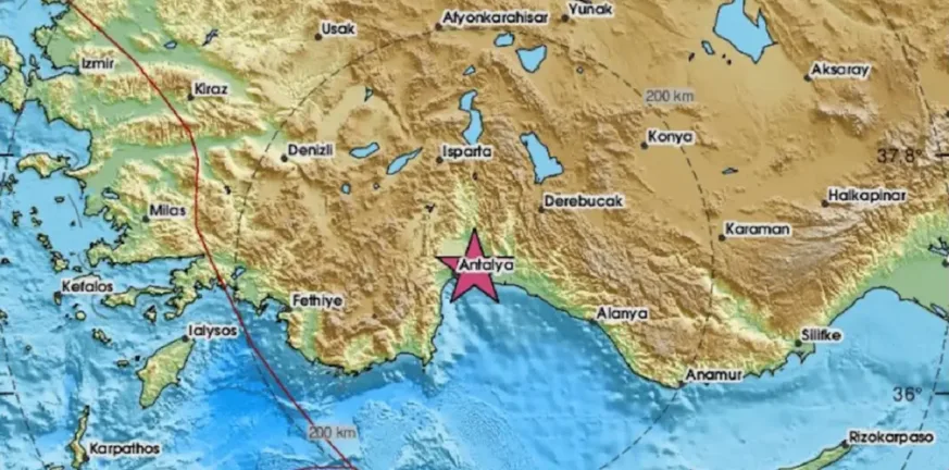 Σεισμός 5,3 Ρίχτερ στην Αττάλεια - Η δόνηση έγινε αισθητή μέχρι την Κύπρο