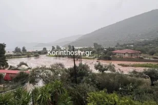 Κακοκαιρία: Πλημμύρες στον Κόρφο Κορινθίας ΒΙΝΤΕΟ