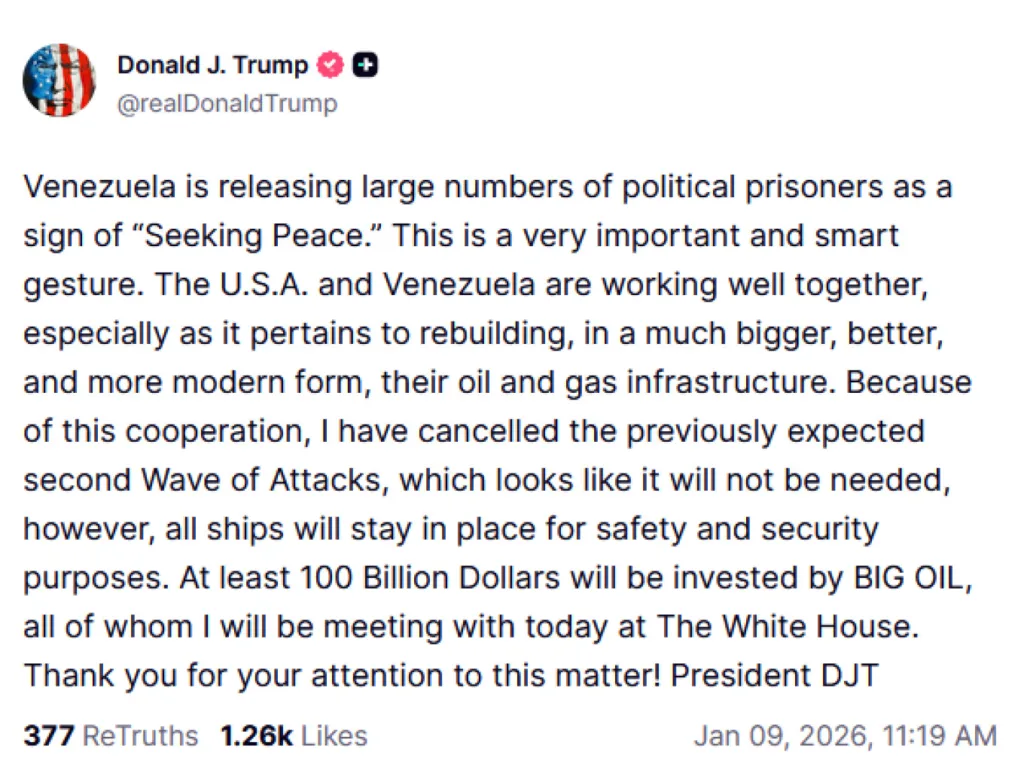 Τραμπ: Ακύρωσα το δεύτερο κύμα επίθεσης στη Βενεζουέλα