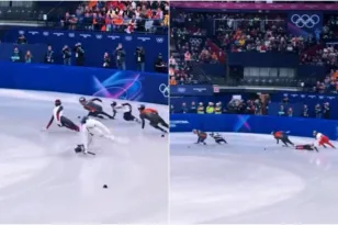 Το απόλυτο χάος στους Χειμερινούς Ολυμπιακούς Αγώνες: Σκέιτερ τσάκισε κάμεραμαν και έχασε το βάθρο, βίντεο