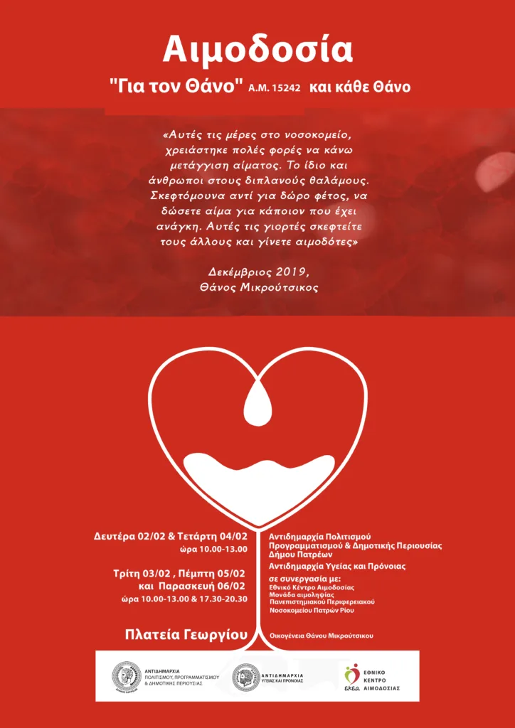 Ολοκληρώθηκε η αιμοδοσία που πραγματοποιήθηκε στη μνήμη του Θάνου Μικρούτσικου