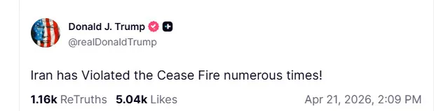 Τραμπ: Το Ιράν έχει παραβιάσει πολλές φορές την εκεχειρία