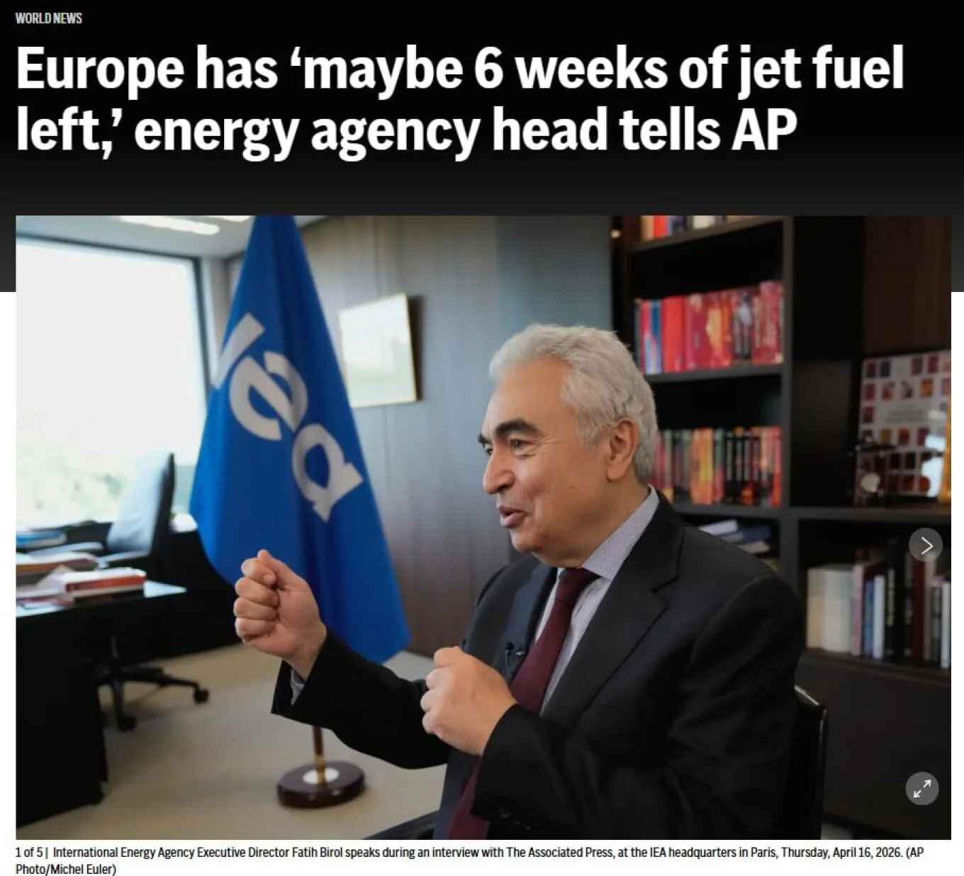 ΙΕΑ: Η Ευρώπη έχει καύσιμα αεροσκαφών για περίπου έξι εβδομάδες ΙΕΑ: Η Ευρώπη έχει καύσιμα αεροσκαφών για περίπου έξι εβδομάδες