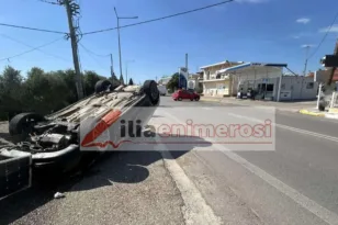 Ηλεία: Σοβαρό τροχαίο στον Πύργο, αναποδογύρισε ΙΧ