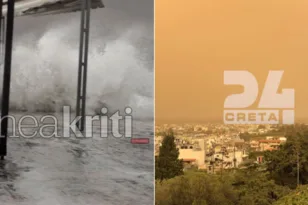 Ιεράπετρα και Ηράκλειο πλήττονται από σφοδρή κακοκαιρία και αφρικανική σκόνη