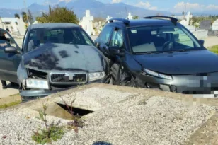 Απίστευτο, στο Αγρίνιο τράκαραν μέσα στο νεκροταφείο! ΦΩΤΟ