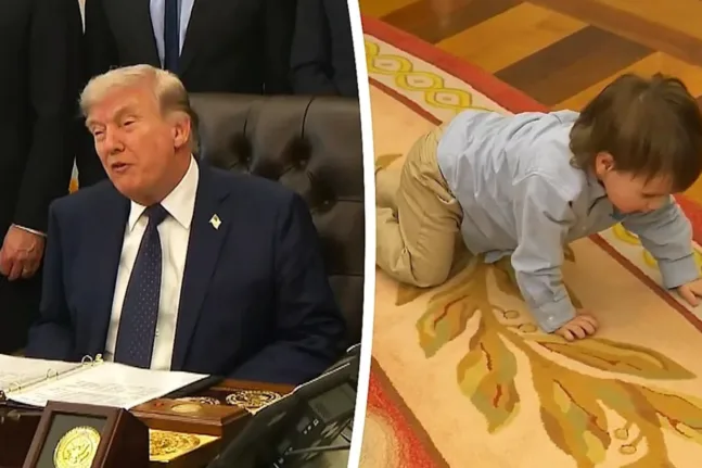 Δίχρονος «έκλεψε» την παράσταση στο Οβάλ Γραφείο ενώ μιλούσε ο Τραμπ