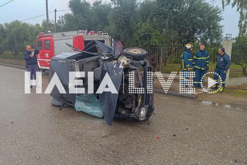 Αμαλιάδα: Σοβαρό τροχαίο με ανατροπή οχήματος στην είσοδο της πόλης, στο νοσοκομείο ηλικιωμένος οδηγός ΦΩΤΟ