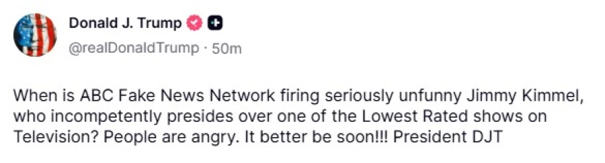 Τραμπ κατά Τζίμι Κίμελ: «Πότε θα τον απολύσει το ABC;»