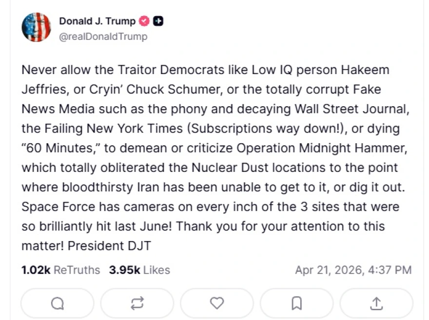 Τραμπ: «Παρακολουθούμε κάθε εκατοστό» στις ιρανικές πυρηνικές εγκαταστάσεις που χτυπήσαμε
