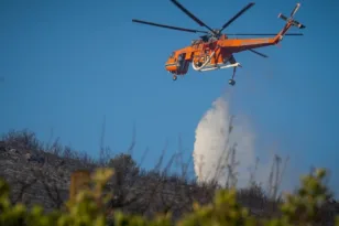 Φωτιά στην Πέτρα Βοιωτίας: 112 για εκκένωση προς Λιβαδειά – Μάχη με ισχυρούς ανέμους