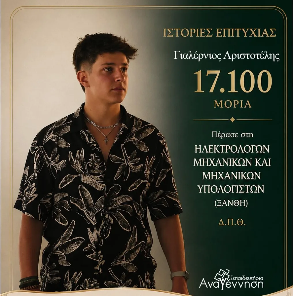 Ακόμα μια χρονιά κορυφής για τα Εκπαιδευτήρια «Αναγέννηση»: Ιστορίες Επιτυχίας στις Πανελλήνιες!