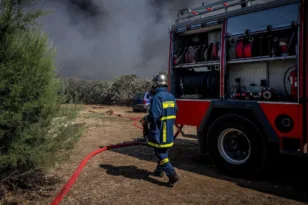 Πυροσβεστικές δυνάμεις επιχειρούν σε πύρινο μέτωπο στην Κρήτη