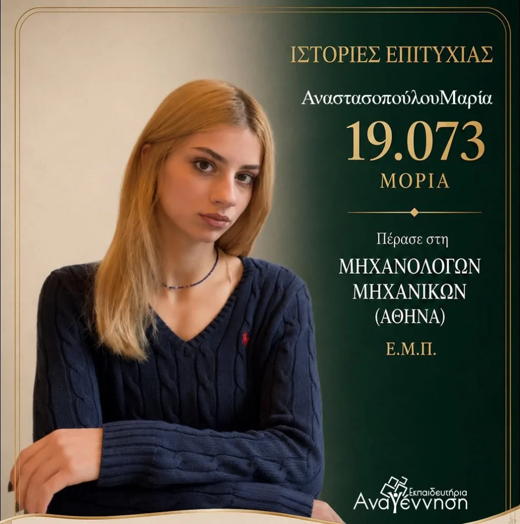Ακόμα μια χρονιά κορυφής για τα Εκπαιδευτήρια «Αναγέννηση»: Ιστορίες Επιτυχίας στις Πανελλήνιες!