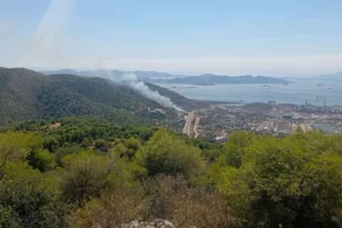 Καπνοί από τη φωτιά σε χαμηλή βλάστηση στην Περιφερειακή Αιγάλεω