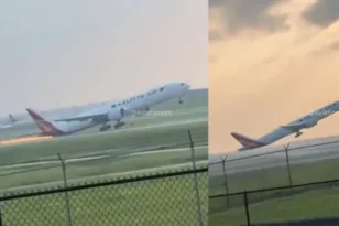 Boeing 777 ακουμπά με την ουρά στον διάδρομο και πετά σπίθες – Απογειώθηκε ξανά ΒΙΝΤΕΟ