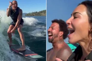 Ο Λιούις Χάμιλτον κάνει wakeboarding σε λίμνη κατά τη διάρκεια των καλοκαιρινών διακοπών του