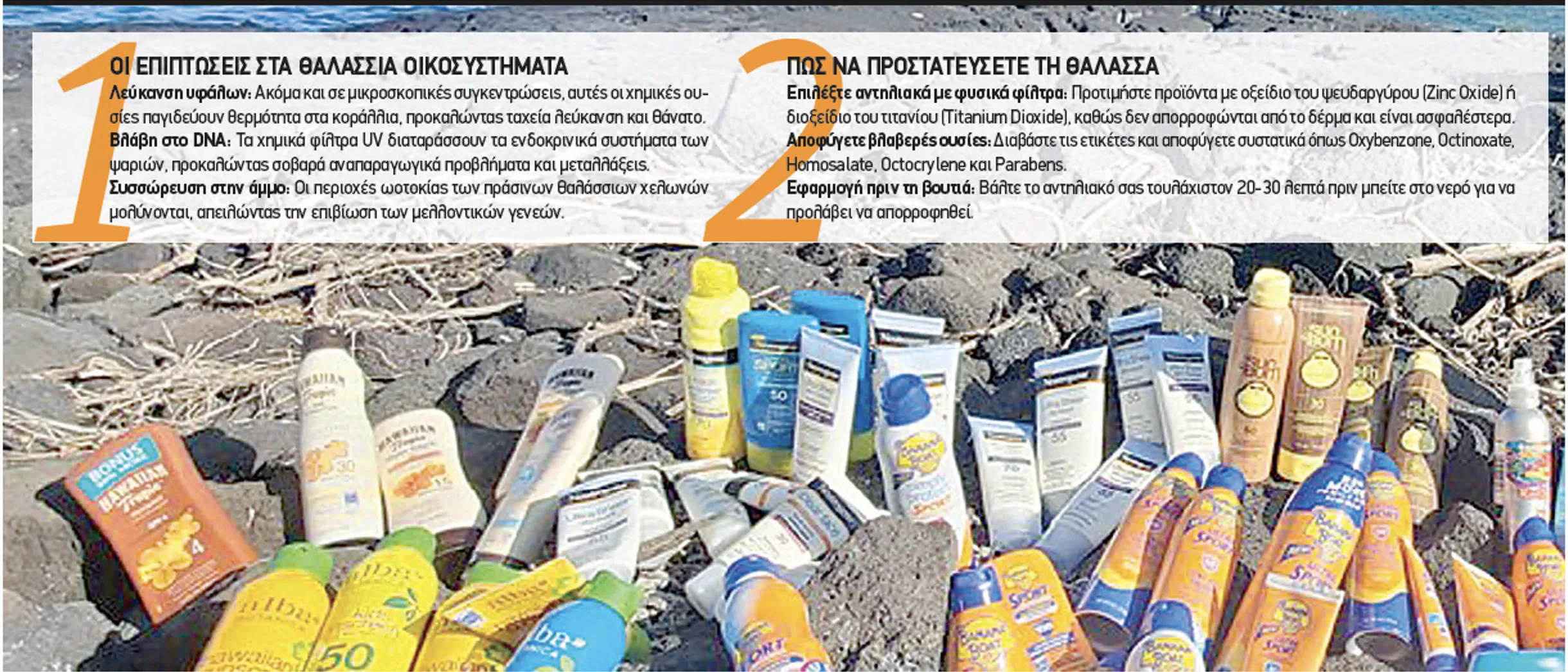 Το αντηλιακό καίει τη θάλασσα: SPF για το δέρμα, SOS για τα νερά μας