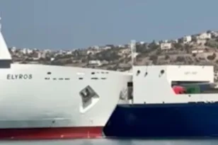 ΒΙΝΤΕΟ - Σούδα: Η στιγμή που το «Ελυρος» συγκρούεται με φορτηγό πλοίο μέσα στο λιμάνι