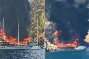 Τρόμος στην Τουρκία: Τουριστικό σκάφος τυλίχθηκε στις φλόγες – 115 άνθρωποι πήδηξαν στη θάλασσα