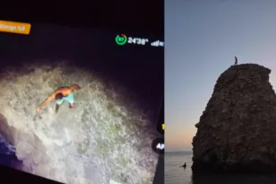 Δέος στον απεγκλωβισμό τουρίστα σε βράχο 20 μέτρων στη Φυριπλάκα Μήλου, ΦΩΤΟ