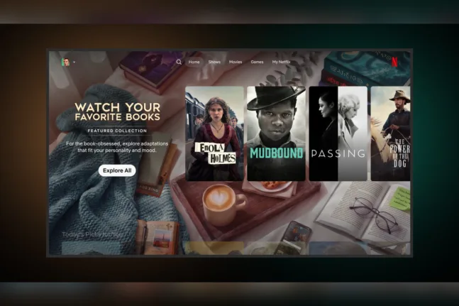 Η ειδική κατηγορία Watch Your Favorite Books στην αρχική σελίδα του Netflix