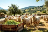 Κτηνοτρόφος με κοπάδι αιγοπροβάτων σε αγροτική εκμετάλλευση