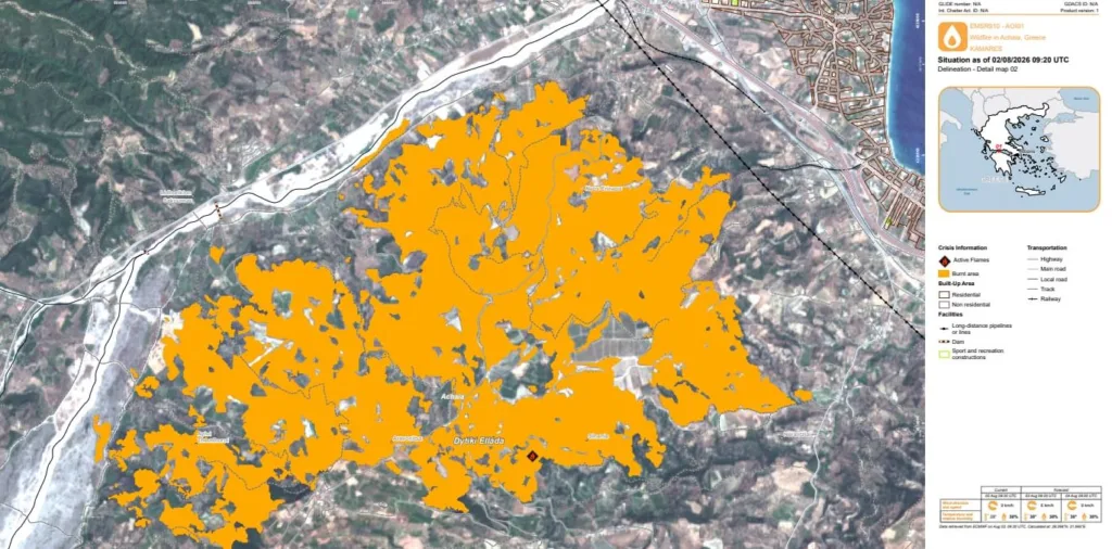 Αιγιάλεια: Στάχτη πάνω από 7.000 στρέμματα – Το βαρύ αποτύπωμα της πυρκαγιάς από το Copernicus Αιγιάλεια: Στάχτη πάνω από 7.000 στρέμματα – Το βαρύ αποτύπωμα της πυρκαγιάς από το Copernicus