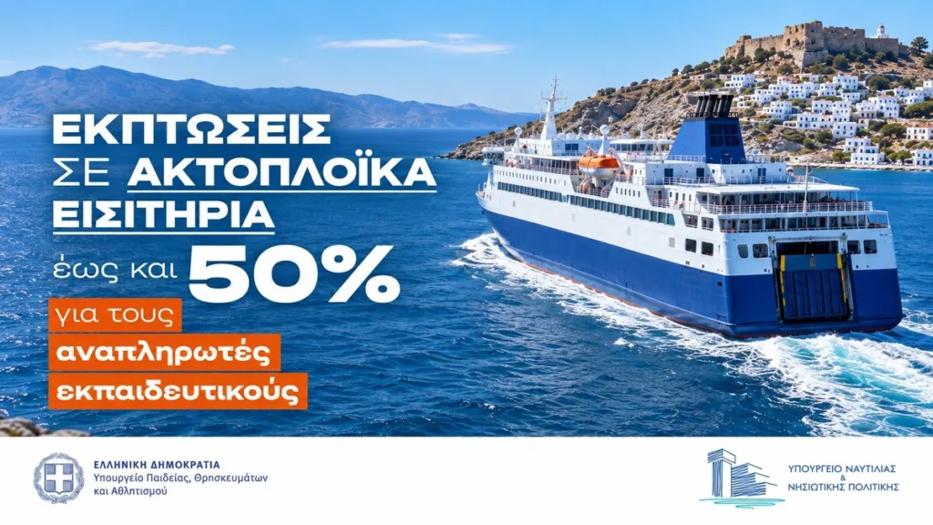 Αναπληρωτές εκπαιδευτικοί: Έως 50% έκπτωση στα ακτοπλοϊκά εισιτήρια Αναπληρωτές εκπαιδευτικοί: Έως 50% έκπτωση στα ακτοπλοϊκά εισιτήρια