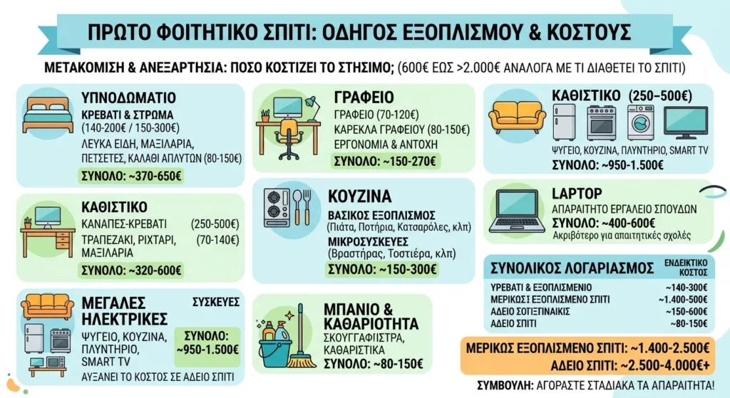 Πρώτο φοιτητικό σπίτι στην Πάτρα: Το «καλάθι» του πρωτοετή - Τι πρέπει να αγοράσει και πόσο θα πληρώσει Πρώτο φοιτητικό σπίτι στην Πάτρα: Το «καλάθι» του πρωτοετή - Τι πρέπει να αγοράσει και πόσο θα πληρώσει