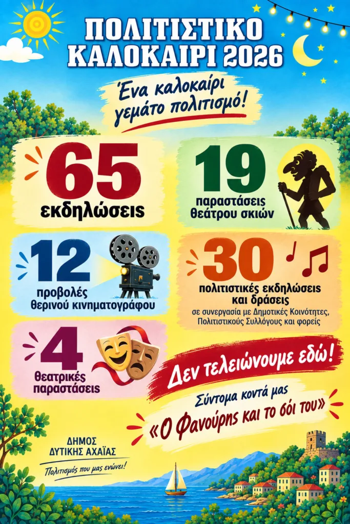 Δυτική Αχαΐα: 65 εκδηλώσεις σε ένα καλοκαίρι και τώρα έρχεται ο «Φανούρης και το σόι του»