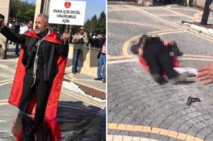 Τουρκία: Σοκάρει το βίντεο της αυτοκτονίας απόστρατου αστυνομικού σε διαδήλωση για τις χαμηλές συντάξεις