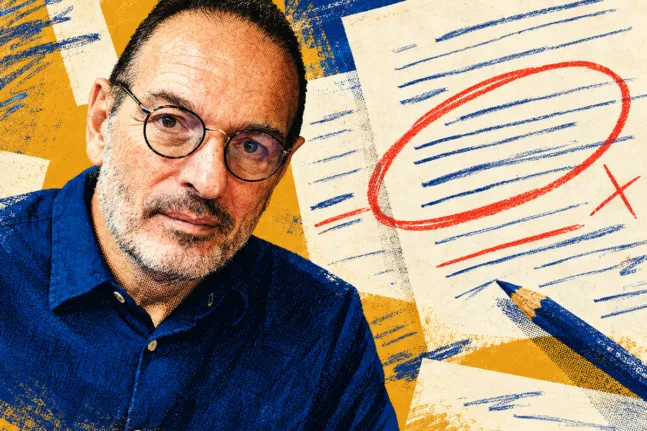 Ποπ εικαστικό πορτρέτο του Λουίς Σβαρτς με μολύβι και γραμμές επιμέλειας.
