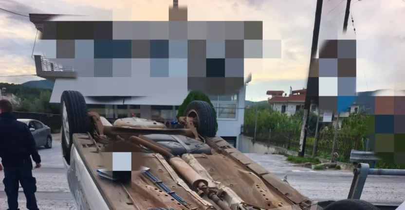 Αλμυρή Κορινθίας: Σοβαρό τροχαίο, αυτοκίνητο προσέκρουσε στις μπάρες και γύρισε τούμπα!