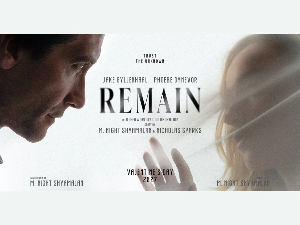Remain: Ο συγγραφέας του «Ημερολογίου» συναντά τον δημιουργό της «Έκτης Αίσθησης» Επίσημο προωθητικό εικαστικό του Remain με Τζέικ Τζίλενχαλ και Φοίβη Ντίνεβορ.